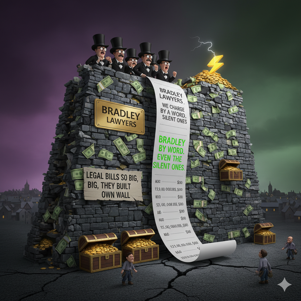 The Million-Dollar Wall: What Bradley’s Legal Bills Reveal About Secrecy, Spending, and a System Built to Keep You in the Dark